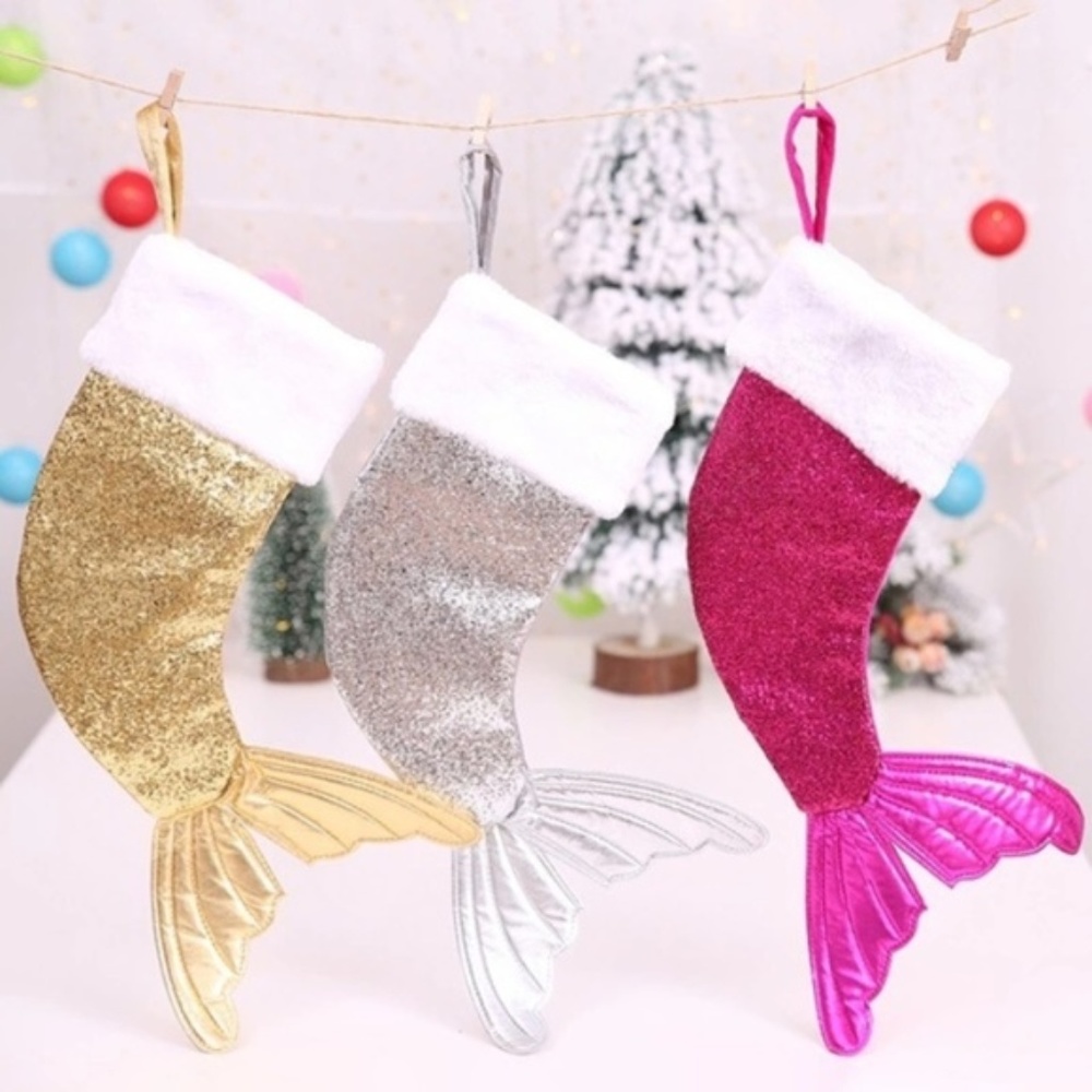 Mermaid Tail Christmas Stocking - Silver - Picture 3 of 3